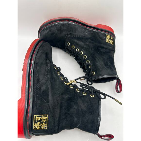 RARE Dr Martens 1460 CNY Chinese New Year suede Combat red sole boots US WM’S 7 - Picture 4 of 11